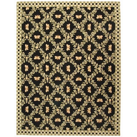 Safavieh 4 ft. x 4 ft. Round Country and Floral Chelsea Black Hand Hooked Rug HK55B-4R